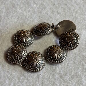 Vintage CII Mexico 925 Sterling Silver Floral Panel Bracelet